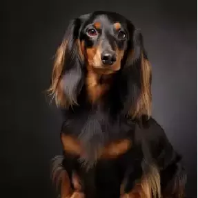 dachshund long haired black tan